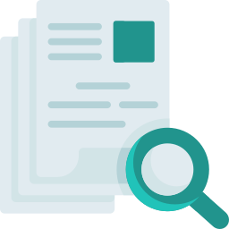 Icon of an application form being looked over with a magnifying glass